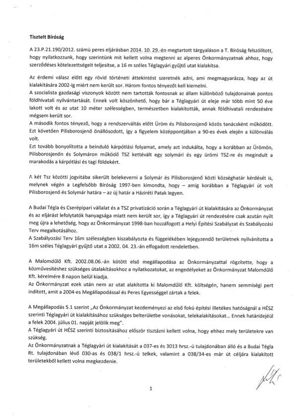 Sáhó Tibor bírósági beadvány 2014.11.hó